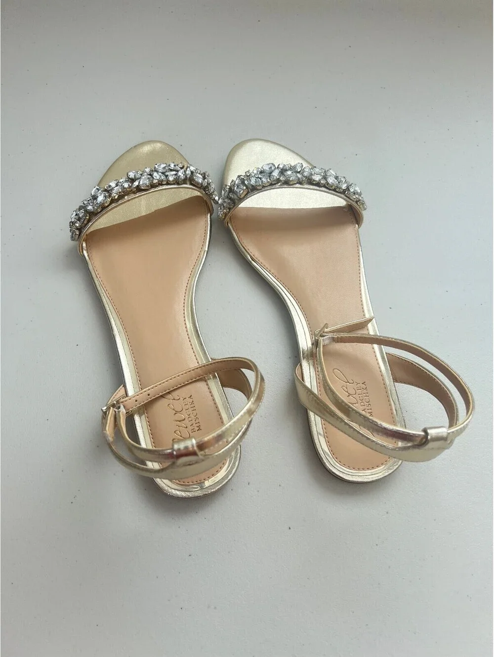 Jewel Badgley Mischka Giona Embellished Evening Sandals Gold Metallic Size, 8.5